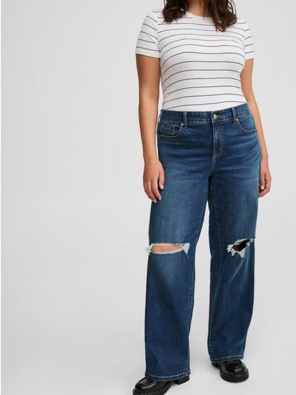 torrid Dark Blue Wide-Leg Ripped Jeans